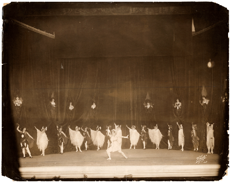Photo of an old stage production, play.